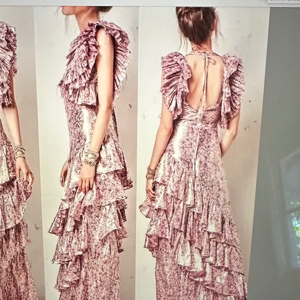 Loveshackfancy Angelica Gown Size 6 Metallic Ruffles Tulipwood